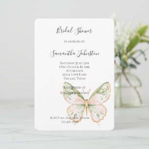 Invitation Lavande Rose Menthe Verte Or Papillon Enterrement