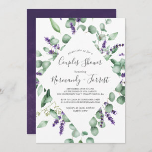 Invitation Lavande rustique et Eucalyptus Couples Douche