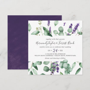 Invitation Lavande rustique et Mariage Carré Eucalyptus
