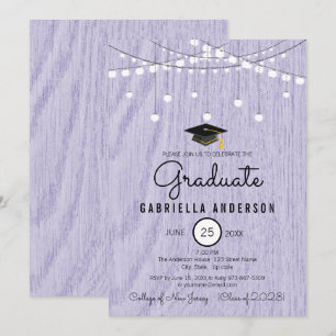 Invitation Lavande Rustique Faux Bois Pourtant Simple Diplômé