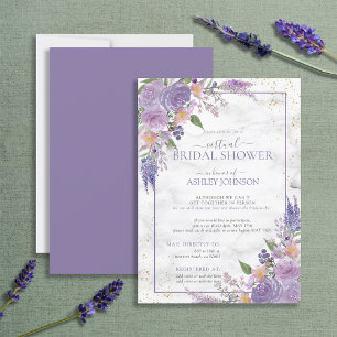 Invitation Lavande Rustique Lilac Gold Floral Douche virtuell