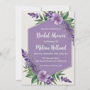 Invitation lavande verdure violet fleurie douche nuptiale