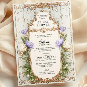 Invitation Lavande Vintage  Fête des mariées or