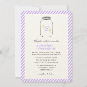 Invitation Lavande Vintage Mason Jar Monogramme Mariage