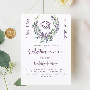 Invitation Lavande violet classe 2025 luxe Graduation Party