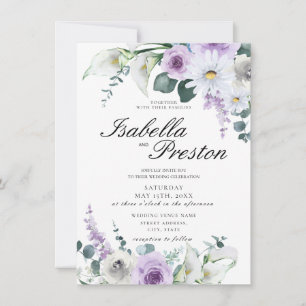 Invitation Lavande violet Floral Élégant Lys Mariage