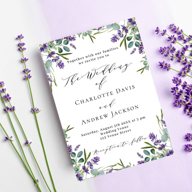 Invitation Lavande violet florales verdure luxe mariage (Créateur téléchargé)