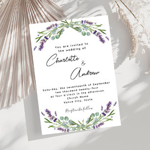 Invitation Lavande violet floraux script luxe mariage