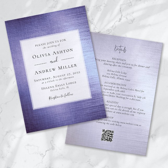 Invitation Lavande violet huile tout en un Mariage QR (Créateur téléchargé)