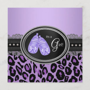 Invitation Lavande violet léopard bébé fille douche