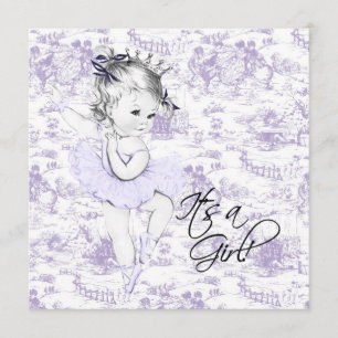 Invitation Lavande Violet Vintage Toile bébé Fille Douche