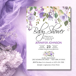 Invitation Lavande violet violet Baby shower floral