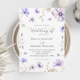Invitation Lavande Violet Violet Floral Printemps Mariage