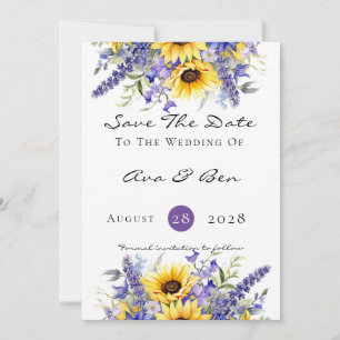 Invitation Lavande violette avec Tournesols Enregistrer la ca