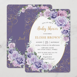 Invitation Lavande violette Lavande Rose Baby shower Floral