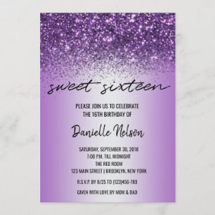 Invitation Lavande violette Parties scintillant Confetti étin