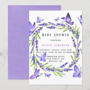 Invitation Lavande & Wisteria Papillons Baby shower fille