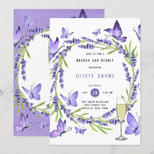 Invitation Lavande Wisteria & Papillons Brunch & Bubbly In