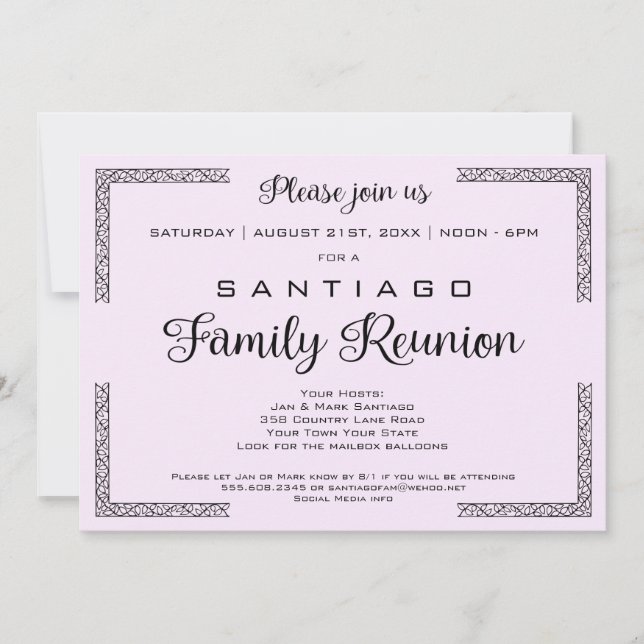 Invitation Lavendar ou toute couleur Famille de réunion Invit (Devant)
