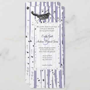 Invitation Lavender Birch Tree Vintage Bird Wedding Invitatio