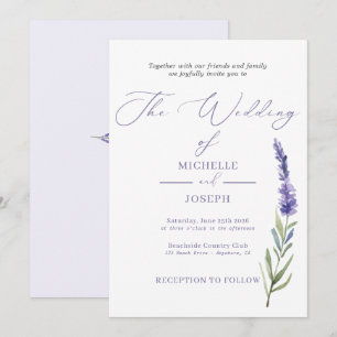 Invitation Lavender Bliss Elegant Mariage aquarelle