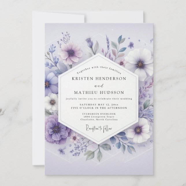 Invitation Lavender Bloom Meadow Wedding (Devant)
