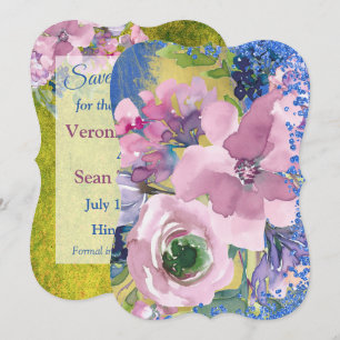Invitation Lavender Blues aquarelle Floral Enregistrer la dat