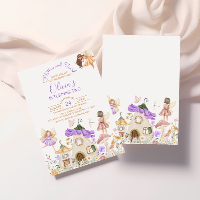 Invitation Lavender Boho Fleur sauvage Fairy Anniversaire (Créateur téléchargé)