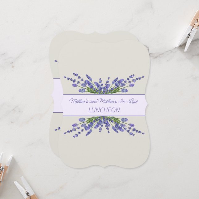 Invitation Lavender Bouquets Fête des mères Belle-Mère (Devant/Arrière en situation)