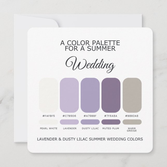 Invitation Lavender Dusty Lilac Summer Wedding Palette Card (Devant)