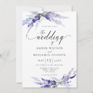 Invitation Lavender Dusty Puple Mariage végétal