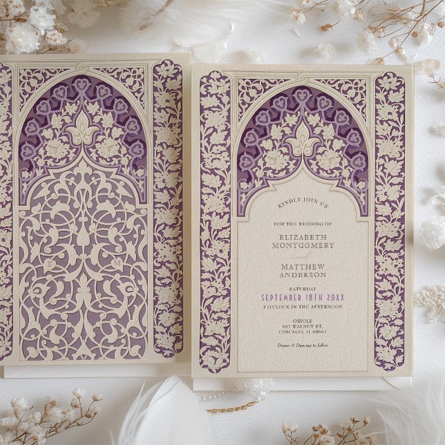 Invitation Lavender Elegance Art Nouveau Mariage dentelle (Créateur téléchargé)