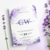 Lavender Elegant Aquarelle Monogram Mariage