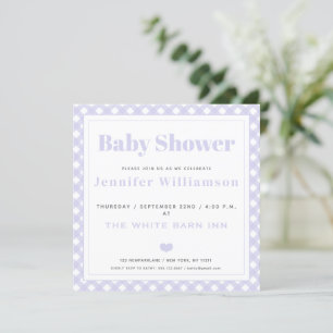 Invitation Lavender En vichy Motif Baby shower