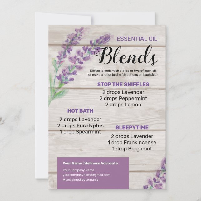 Invitation Lavender Essential Oil Diffuser Mélanges (Devant)
