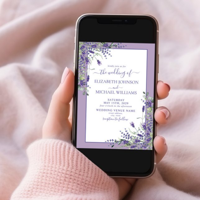 Invitation Lavender Eucalyptus Greenery Mariage photo Invitat (Créateur téléchargé)