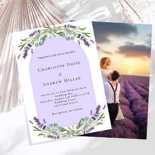 Invitation Lavender floral arche photo violet mariage