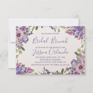 Invitation Lavender Floral Élégant Script Bridal Brunch