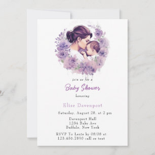 Invitation Lavender Floral maman et moi Baby shower fille