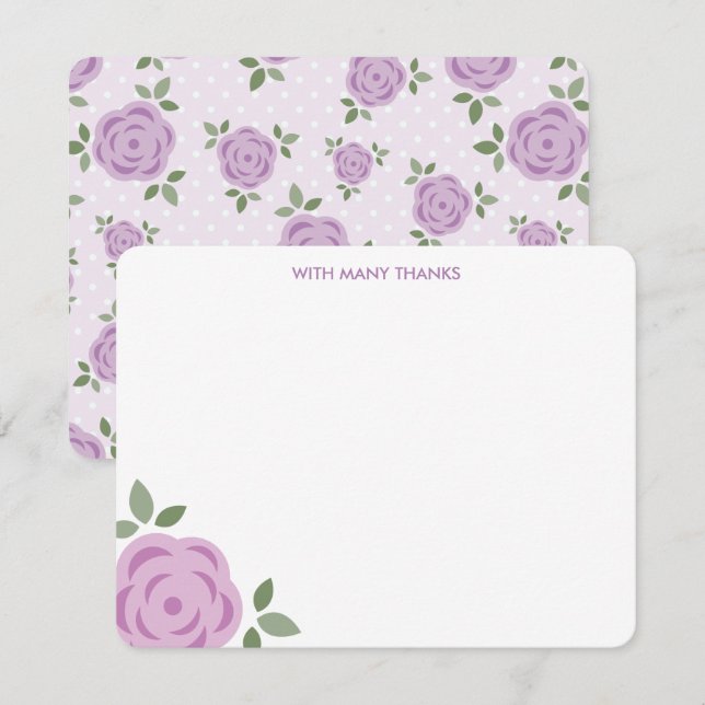 Invitation Lavender Floral Merci Notes (Devant / Derrière)