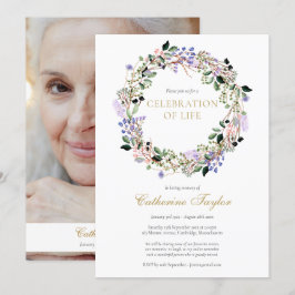 Invitation Lavender Floral Photo Célébration de la vie funéra