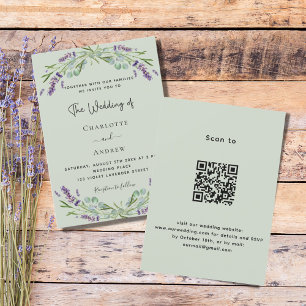 Invitation Lavender floral sauge vert QR luxe mariage