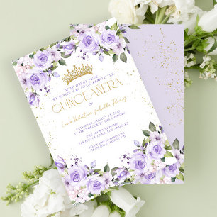 Invitation Lavender Gold Quinceañera Mis Quince 15 Años
