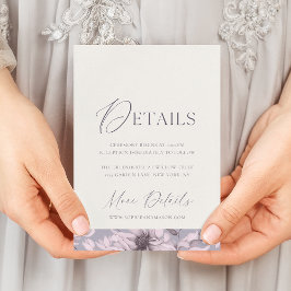 Invitation Lavender Grey Floral Wedding Details Card