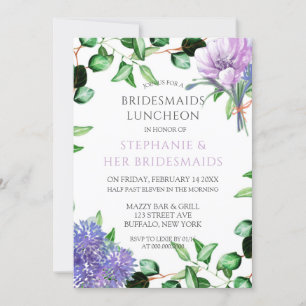 Invitation Lavender Hydrangeas Floral Bridesmaiers Déjeuner