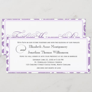Invitation Lavender Lace Faith Hope Love Mariage horizontal