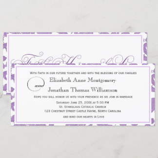 Invitation Lavender Lace Faith Hope Love Mariage horizontal
