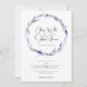Invitation Lavender Lilac Botanique Florale Boho Enregistrer 