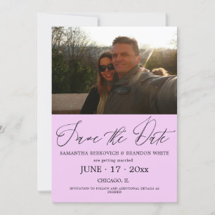 Invitation Lavender Lilac Photo Enregistrer la date Invitatio