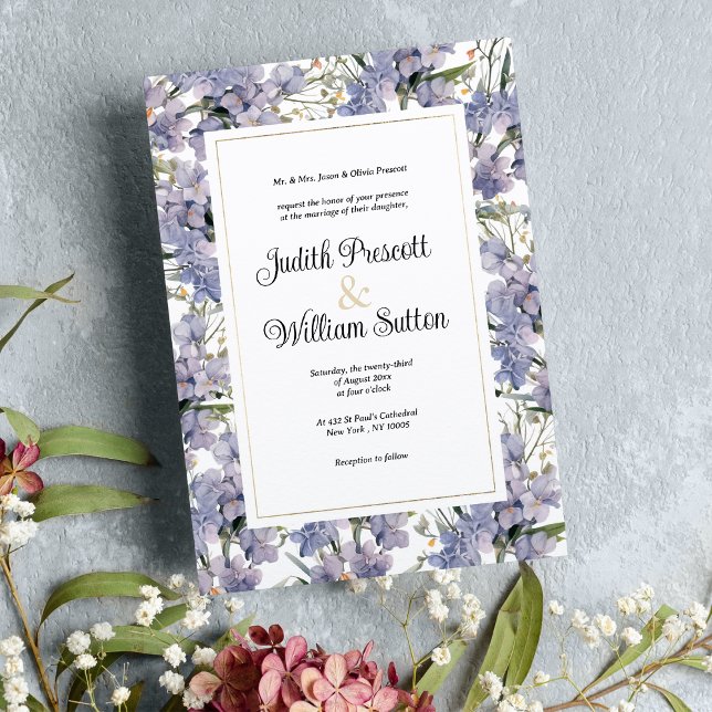 Invitation Lavender menthe sauvage orchidées Mariage floral (Lavender mint wild orchids floral Wedding)